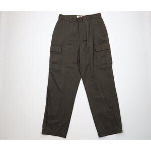 Vintage 90s Tommy Hilfiger Mens 32x32 Faded Heavy Wide Leg Cargo Pants Green